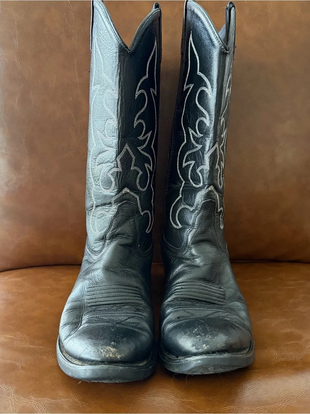 Old West TBM3010 Men’s Black Leather Cowboy Boots Size 9 D Western 13